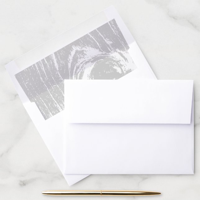 Grey Classic Rustic Woodgrain Chic Winter Wedding Envelope Liner (Desk)