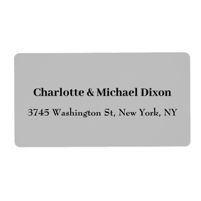 Grey Classical Stylish Elegant Family Name Label (Front)