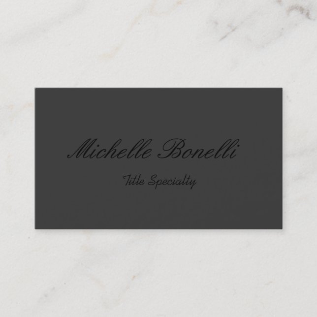 Grey Classical Stylish Script Business Card (Front)