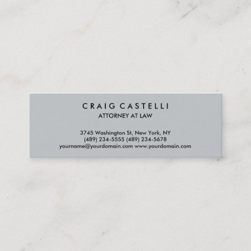 Grey Color Background Standard Slim Business Card
