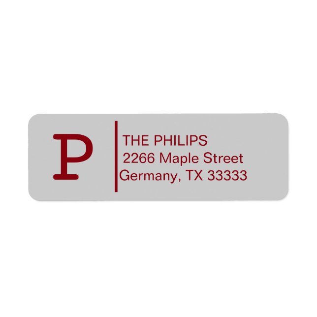 Grey Color Custom Monogram Label (Front)