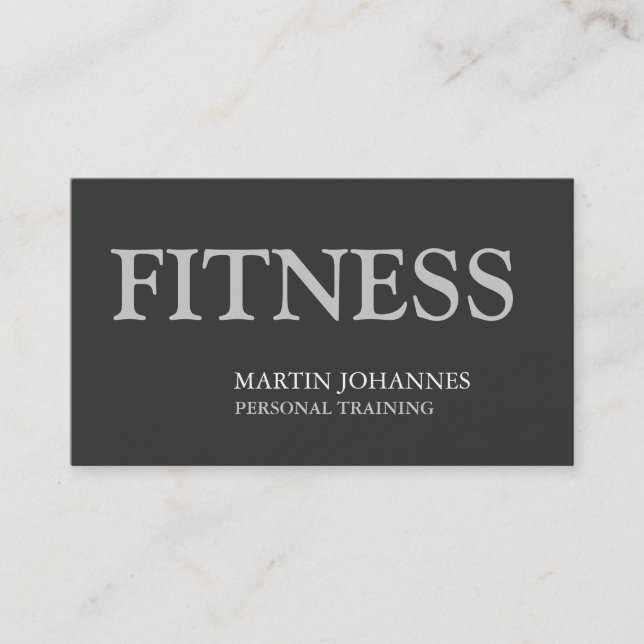 Grey Color Personal Trainer Business Card (Front)