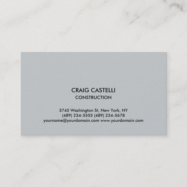 Grey Color Plain Modern Standard Business Card (Front)