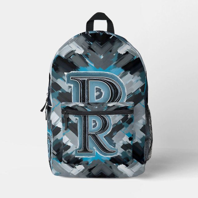 Grey color  printed backpack (Front)