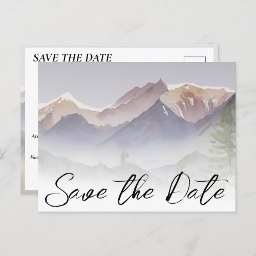 Grey Colorado Mountain Wedding Save The Date Postcard