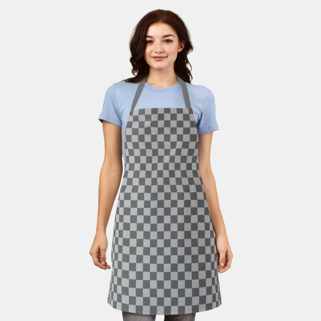 Grey Combination Checkerboard by Shirley Taylor Apron (Worn)