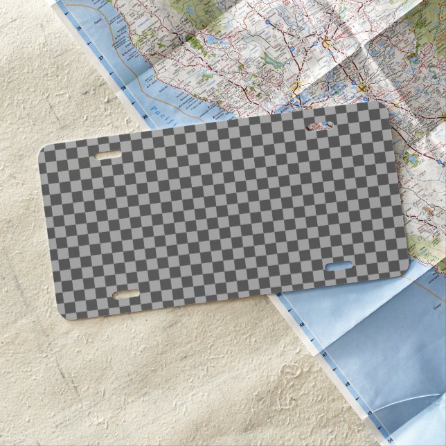 Grey Combination Checkerboard by Shirley Taylor License Plate (In Situ)