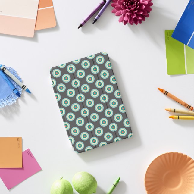 Grey Combination Circles by Shirley Taylor iPad Mini Cover (In Situ)