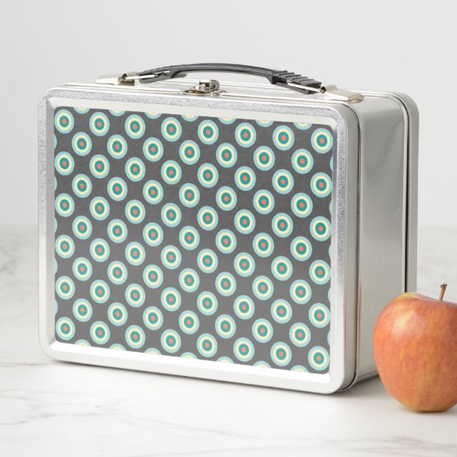 Grey Combination Circles by Shirley Taylor Metal Lunch Box (In Situ)