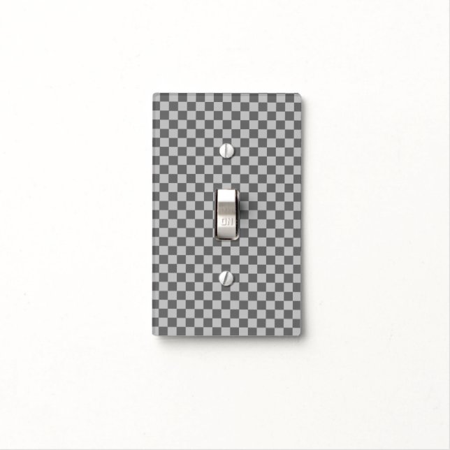Grey Combination Classic Checkerboard by STaylor Light Switch Cover (In Situ)