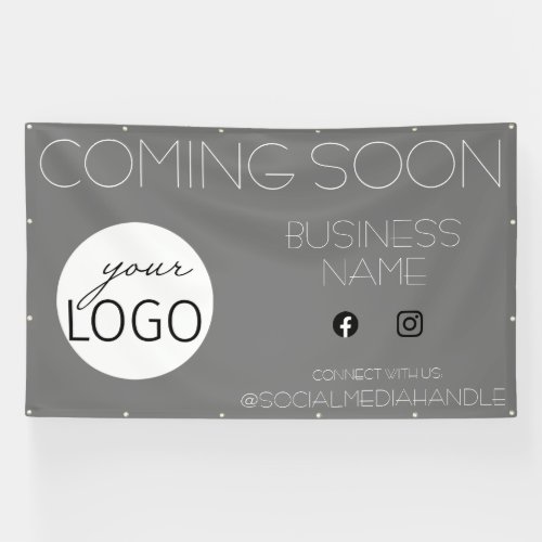Grey Coming Soon Business Logo Promotional Banner