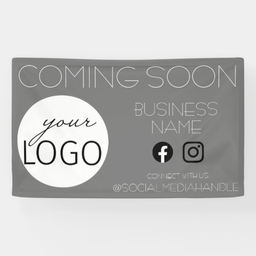 Grey Coming Soon Business Logo Promotional Banner