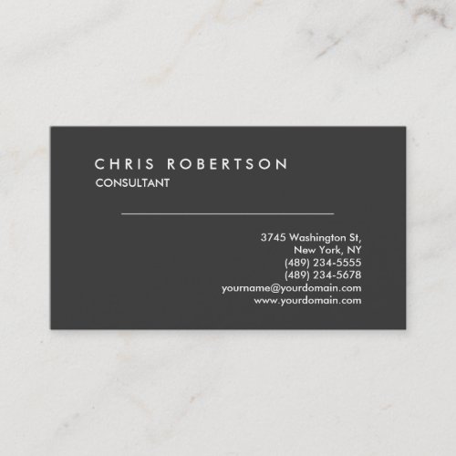 Grey Consultant Modern Simple Business Card