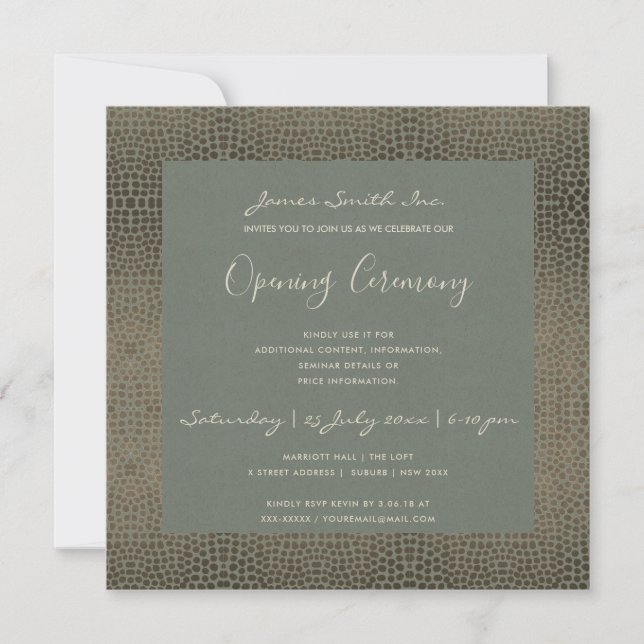 GREY COPPER MOSAIC DOTS GRAND OPENING CEREMONY INVITATION (Front)