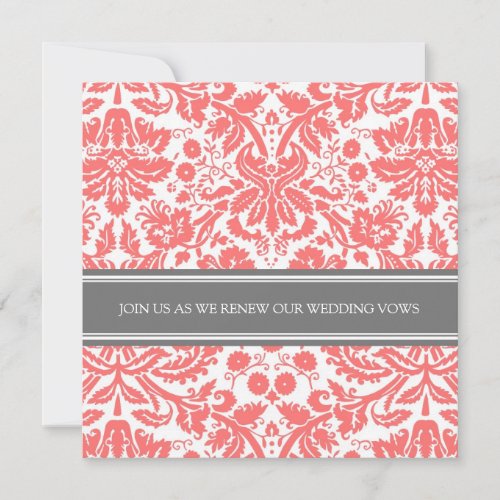 Grey Coral Wedding Vow Renewal Invitation