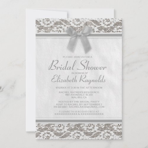 Grey Country Lace Bridal Shower Invitations