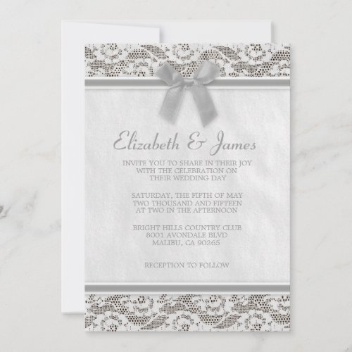Grey Country Lace Wedding Invitations