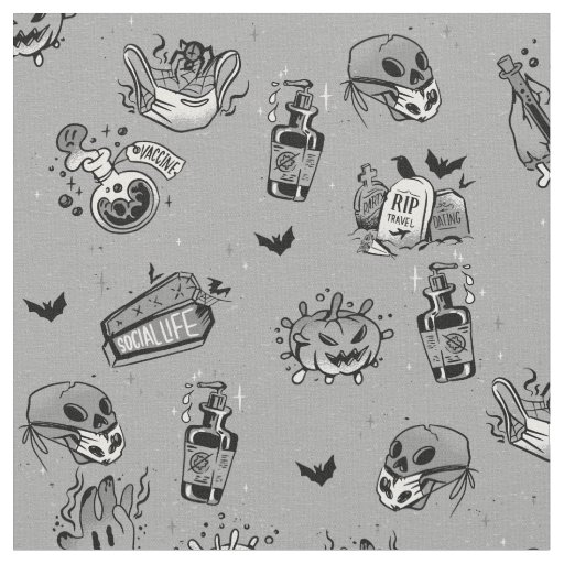 grey covid germs halloween creepy fabric