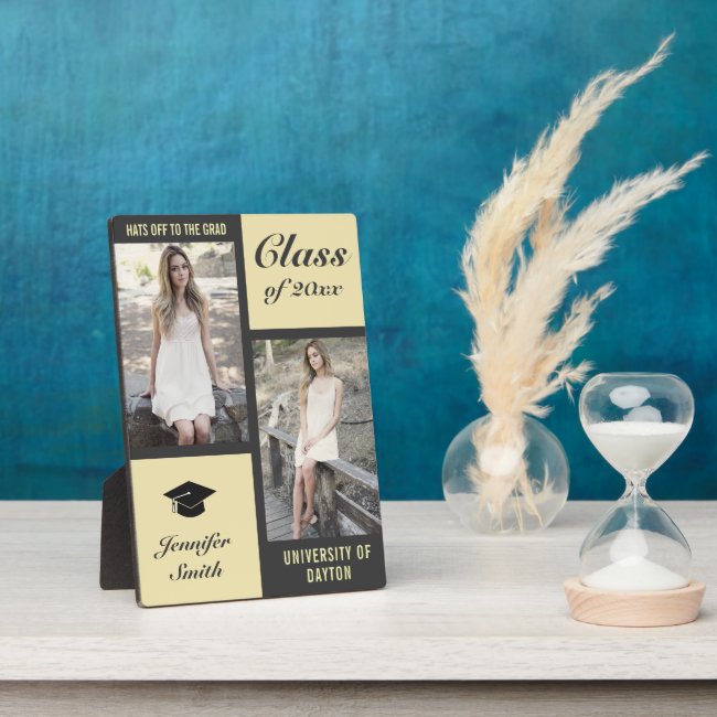 Grey Cream Modern Photo Graduation Plaque