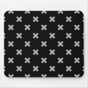 Grey cross stitches on black mouse pad