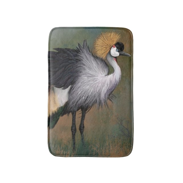 Grey Crowned Crane Bath Mat (Front Vertical)