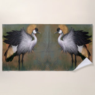 Grey Crowned Crane Beach Towel