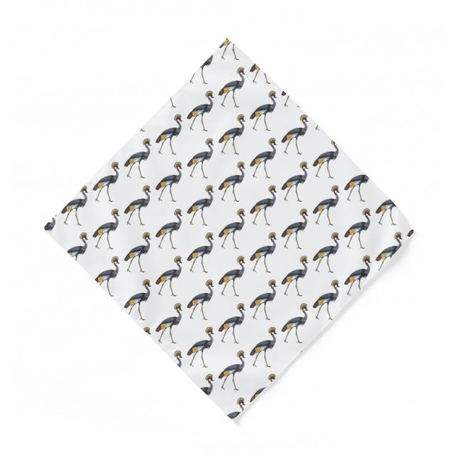 Grey crowned crane bird cartoon illustration  bandana (Front)