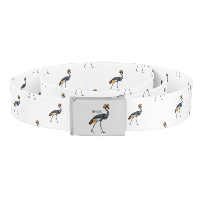Grey crowned crane bird cartoon illustration  belt (Coil)