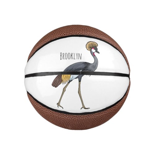 Grey crowned crane bird cartoon illustration  mini basketball