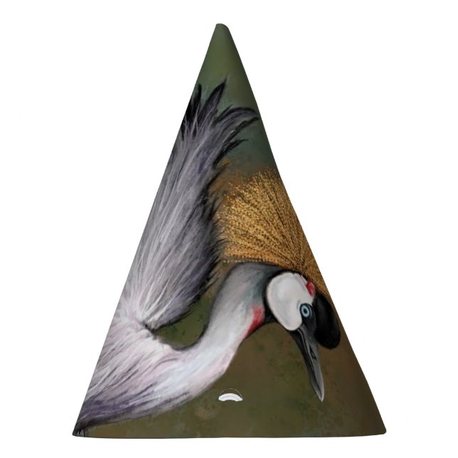 Grey Crowned Crane Bird Party Hat (Right)