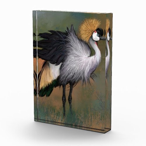 Grey Crowned Crane Bird Photo Block