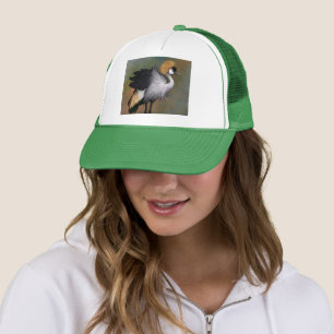 Grey Crowned Crane Bird Trucker Hat