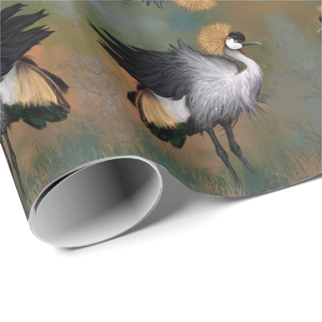 Grey Crowned Crane Bird Wrapping Paper (Roll Corner)