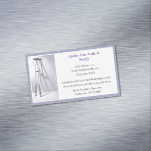 Grey Crutches Senior Care Equipment Medical Business Card Magnet