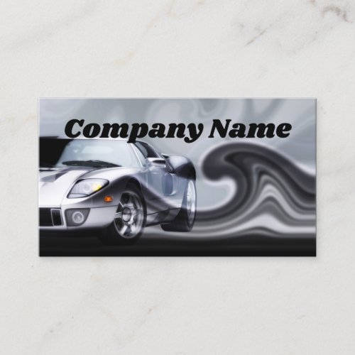 Grey Curved Sports Car Business Card