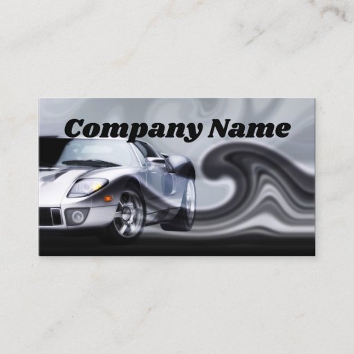 Customizable Grey Curved Sports Car Business Card