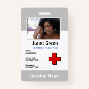 Grey Custom Employee Nurse Doctor Logo ID Photo Badge