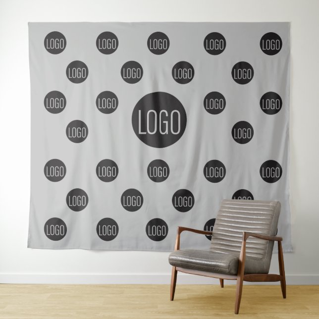 Grey Custom Logo backdrop Company step and repeat (In Situ (Horizontal))