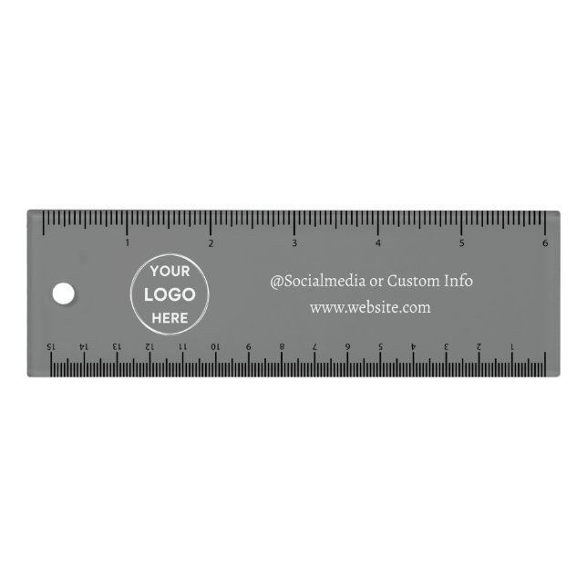 Grey Custom Logo Text Modern Minimalist Business Ruler (Front)