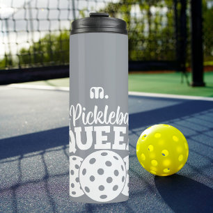 Grey Custom Monogram Pickleball Queen Thermal Tumbler