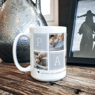 Grey Custom Papaw 5 Photo Colorblock Collage Coffee Mug
