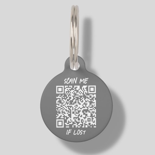Grey Custom QR Code  Scan Pet ID Tag