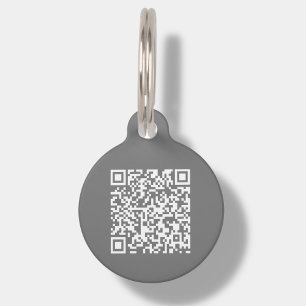 Grey Custom QR Code Scan Pet ID Tag