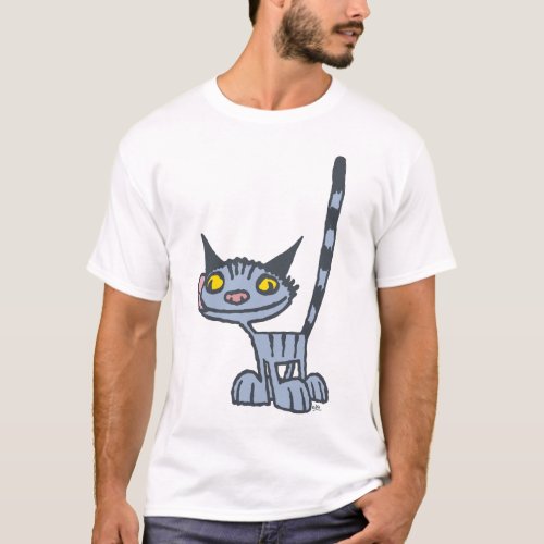 Grey Cute and Cool Kitty cartoon T_shirt