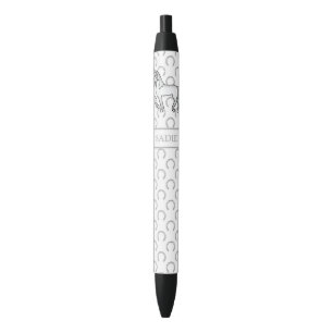 Grey Cute Cartoon Trotting Horse & Name Pen