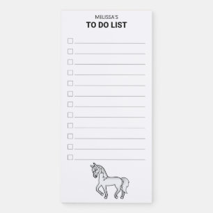Grey Cute Cartoon Trotting Horse To Do List Magnetic Notepad
