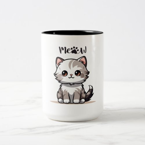 Grey Cute Illustrative Cat Mug