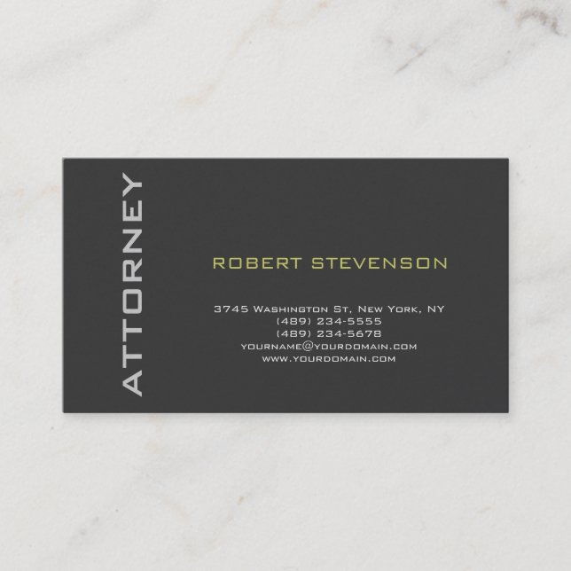 Grey Cute Plain Attorney at Law Business Card (Front)