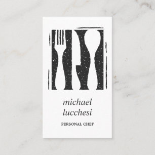 Grey Cutlery Chef Catering Bakery Restaurant Business Card