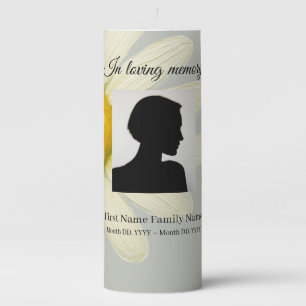 grey daisy funeral memorial pillar candle
